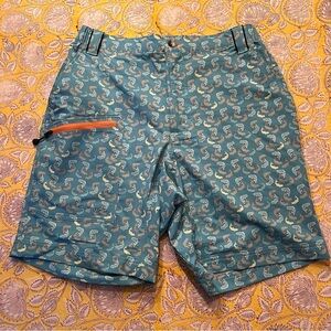 TrueFlies Shell Creek Shorts Shark Print Blue/Teal – Size M